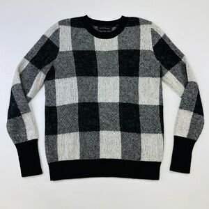 Banana Republic check crew neck pullover Womens Medium cotton mohair blend